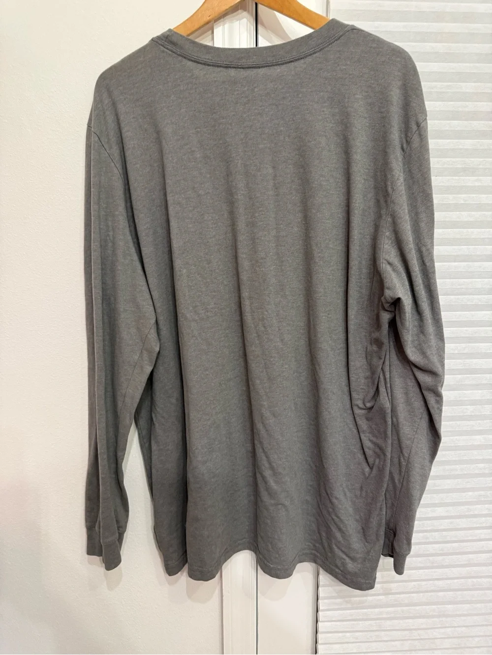 The North Face Men's Long Sleeve Tee - Gray with Light Blue Logo